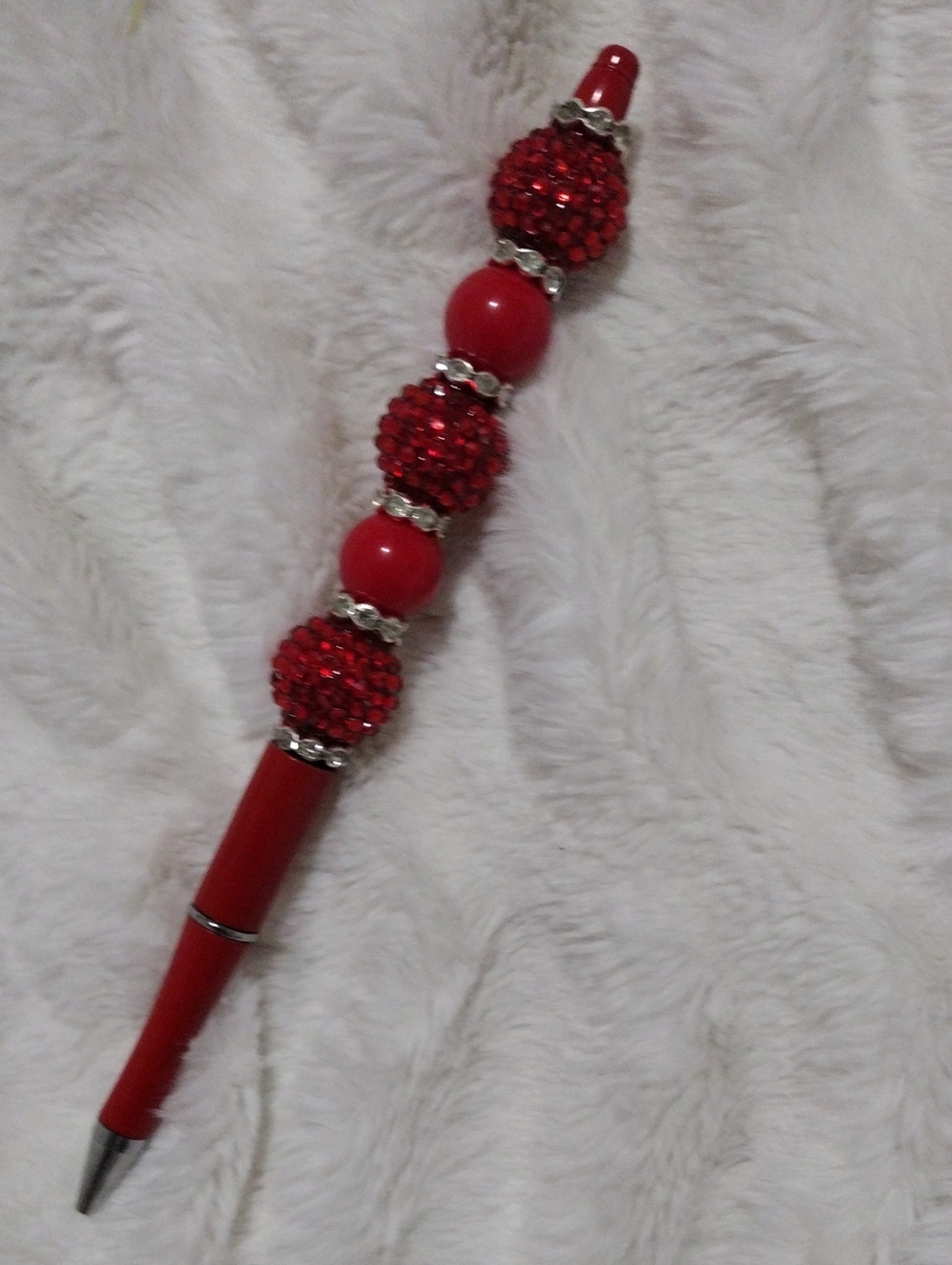 Red Beaded Decorative Ballpoint Pen - Brand Unspecified